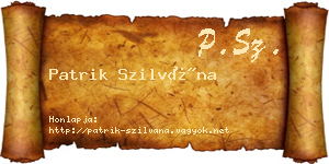 Patrik Szilvána névjegykártya